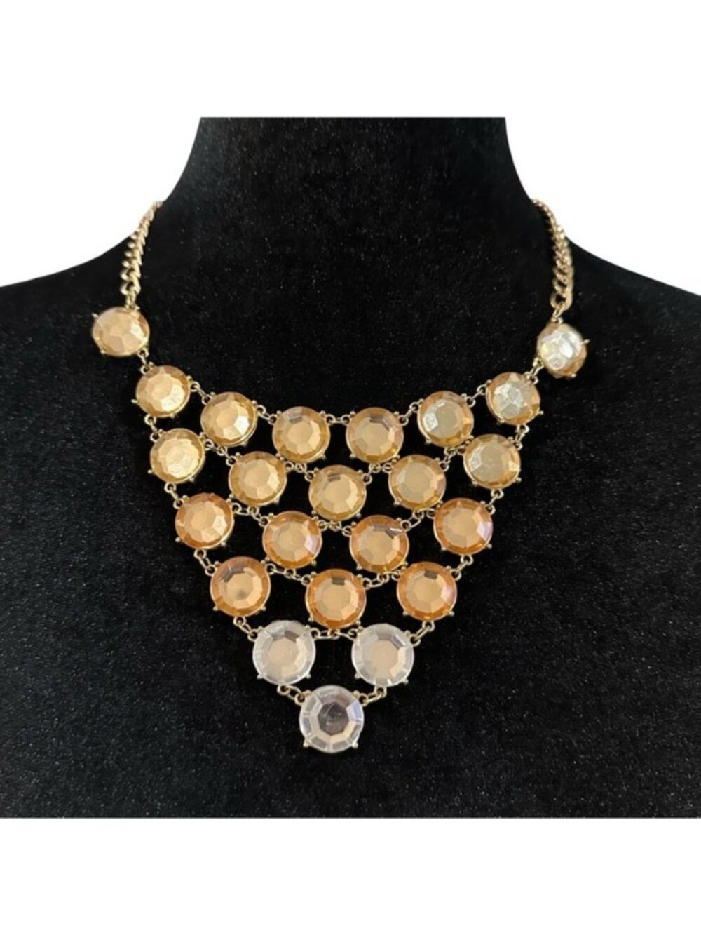 Bib Statement Necklace Gold Tone Adjustable Length Casual Costume Jewelry Womens